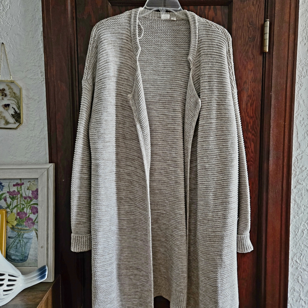 GAP Light Cream Open-Front Knit Cardigan
